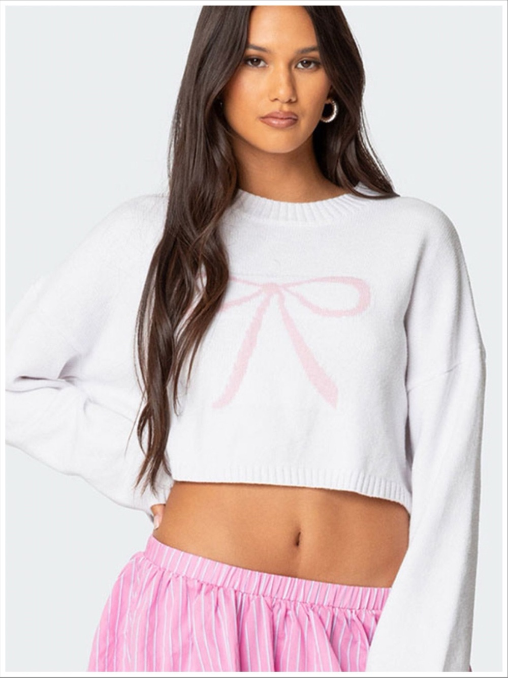 Edikted white Pink Bow Cropped Sweater NWT | Size XS | Item #5